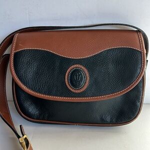 Lladro black and brown small adjustment strap crossbody leather bag purse